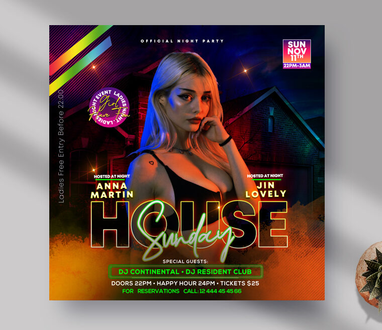 House Party Night Instagram Banner PSD Template