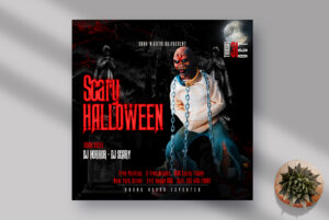 Scary Halloween Instagram Banner PSD Template