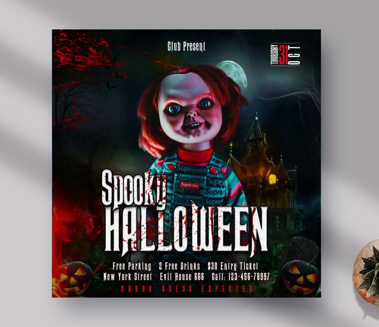 Spooky Halloween Night Instagram Banner PSD
