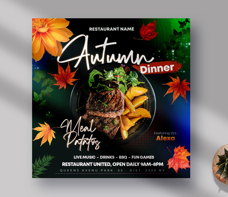 Autumn Dinner Instagram Banner PSD Template