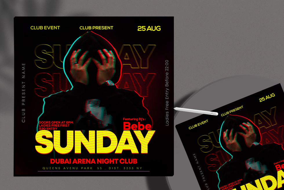 Sunday Event Night Free Instagram Banner PSD Template