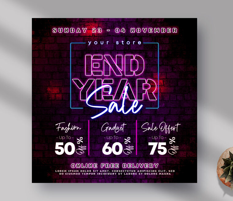 End Year Sale Instagram Banner PSD Template