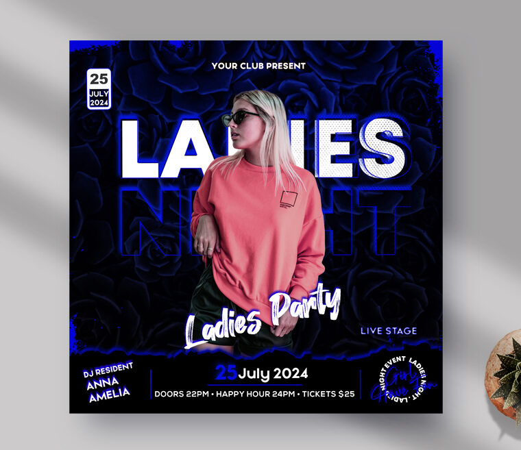 Ladies Night Party Instagram Banner PSD Template