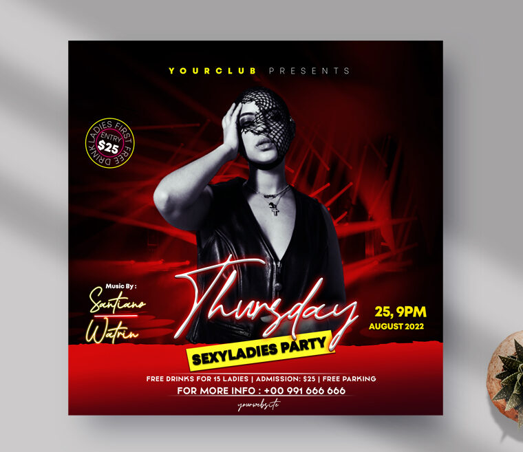 Thursday Ladies Party Instagram Banner PSD Template