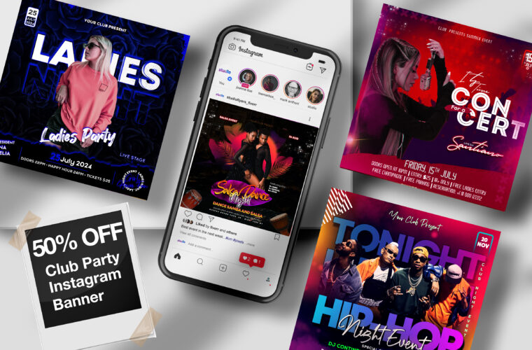 6 Club Party Instagram Banner PSD