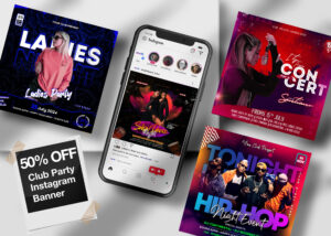 6 Club Party Instagram Banner PSD