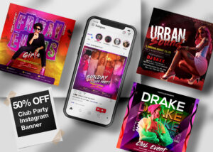 7 Club Party Instagram Banner PSD Template
