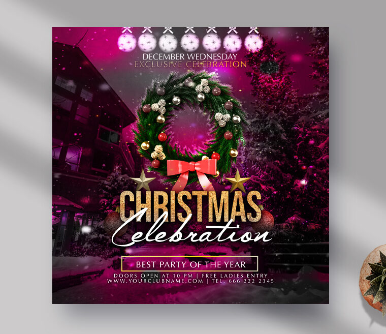 Christmas Celebration Instagram Banner PSD Template