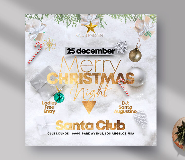 White Christmas Event Instagram PSD Template