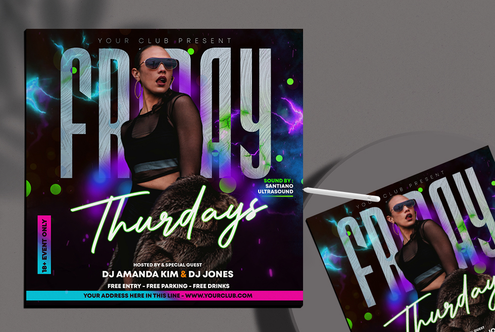 Club Night Party Instagram PSD Template