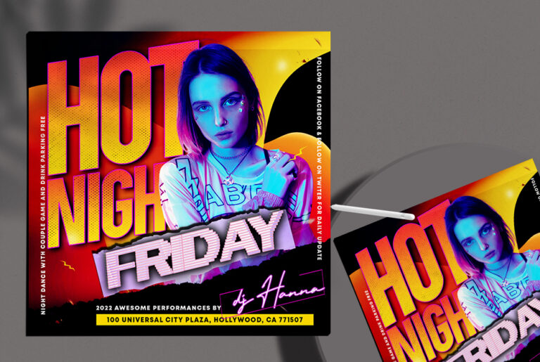 Hot Night Friday Instagram Free PSD Template