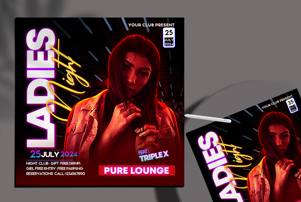 Pure Night Party Instagram Free PSD Template