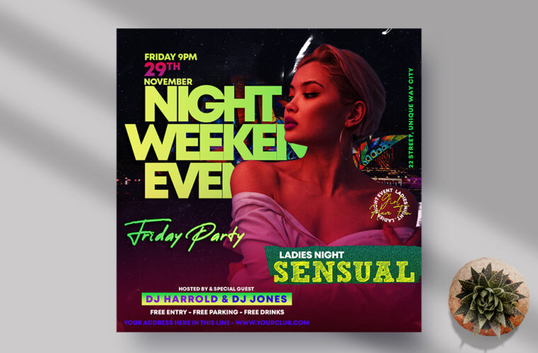 Weekend Night Event Instagram PSD Template