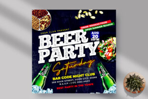 Beer Party Instagram Banner PSD Template