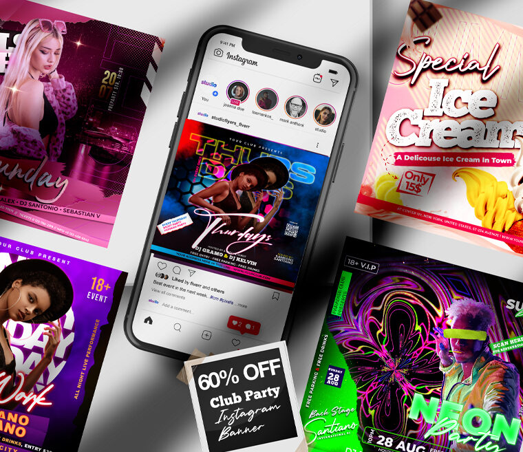 Bundle 60% Night Club Party Flyer PSD Template
