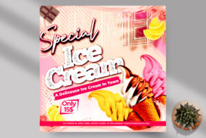 Ice Cream Instagram Banner PSD Template