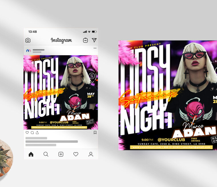 Tipsy Saturday Night Instagram PSD Template