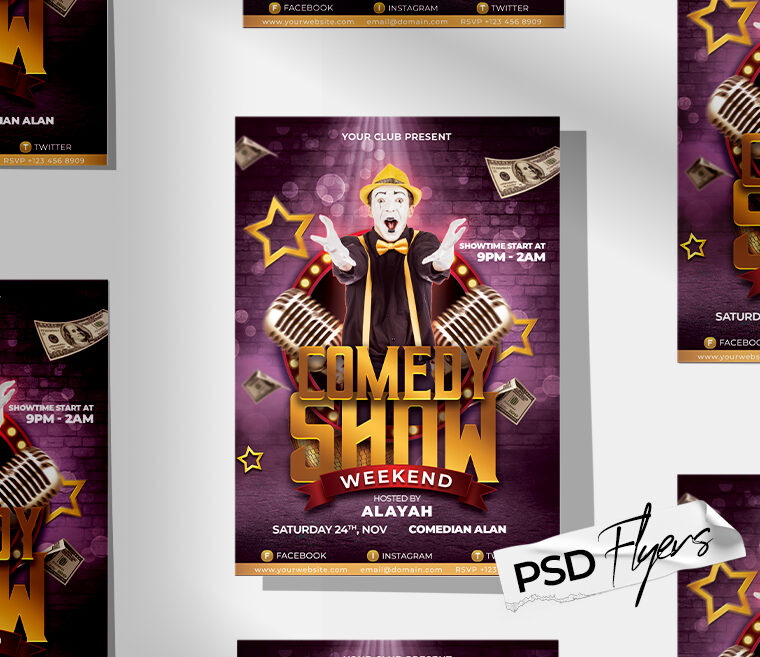 Comedy Show Flyer PSD Template