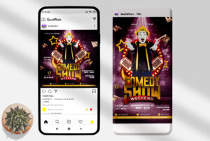 Comedy Show Instagram Post and Story PSD Template