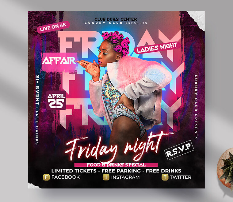 Friday Affair Night Instagram Banner (PSD)