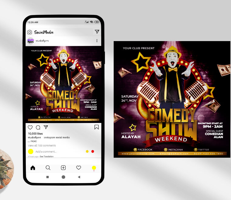 Comedy Show Event Instagram Banner PSD Template