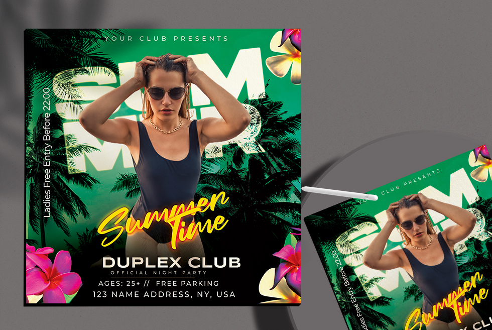 Summer Party Time Free PSD Flyer Template