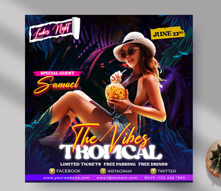 The Vibes Tropical Instagram Banner (PSD)