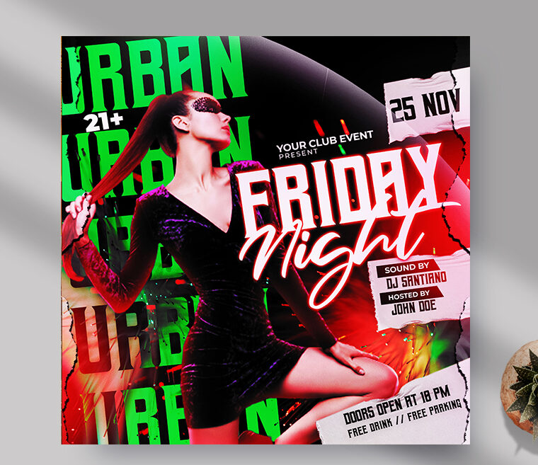 Urban Friday Night Instagram Banner PSD