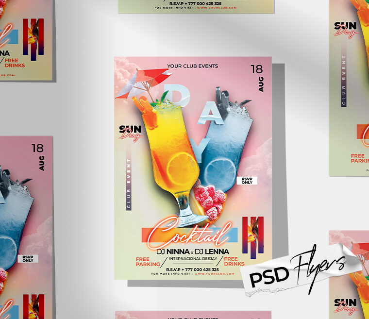 Summer Party Day psd flyer template