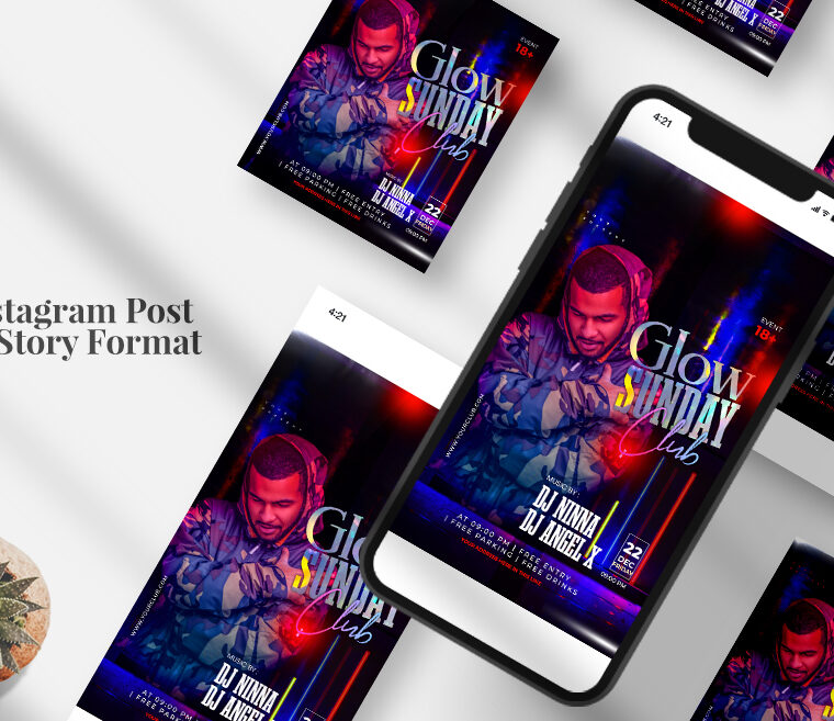 Glow Sunday Party Instagram PSD Template