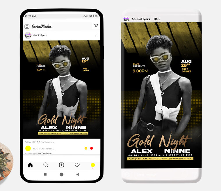Gold Night Events Instagram (PSD)