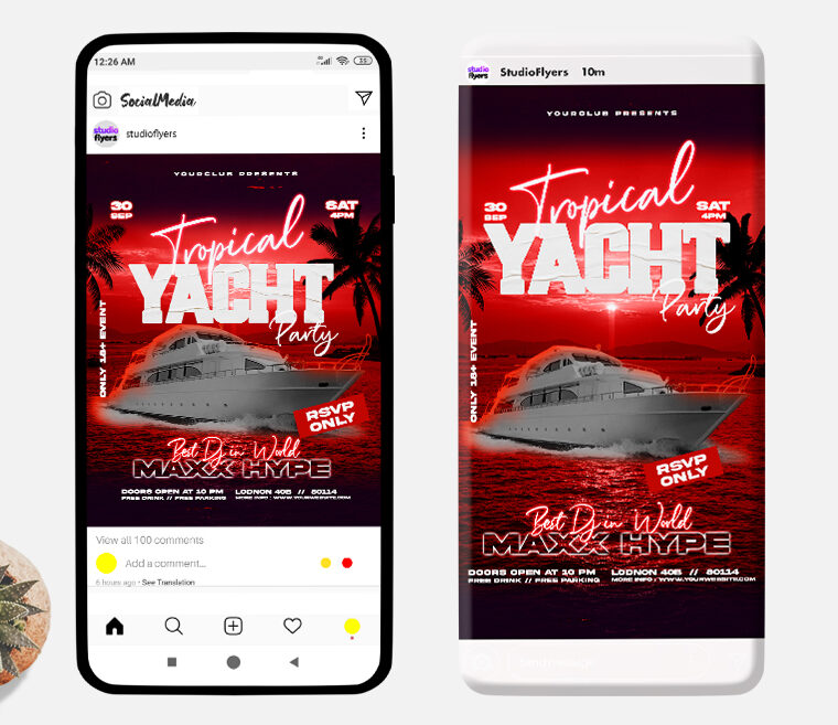 Tropical Yacht Party Banners PSD
