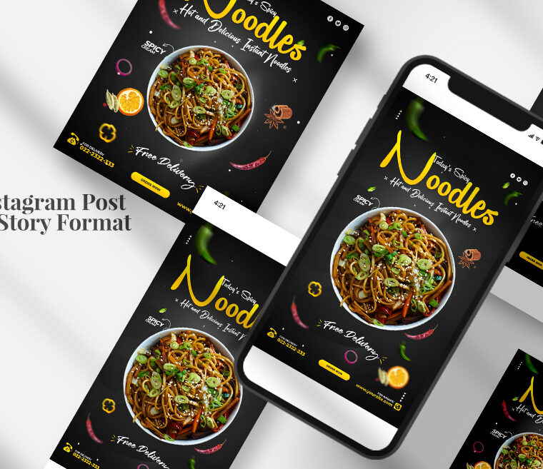 Spicy Noodles Banner PSD Template