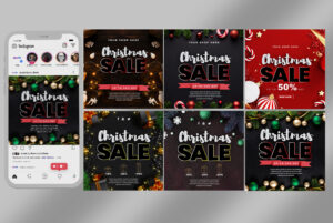 Christmas Sales Instagram SET - PSD Template