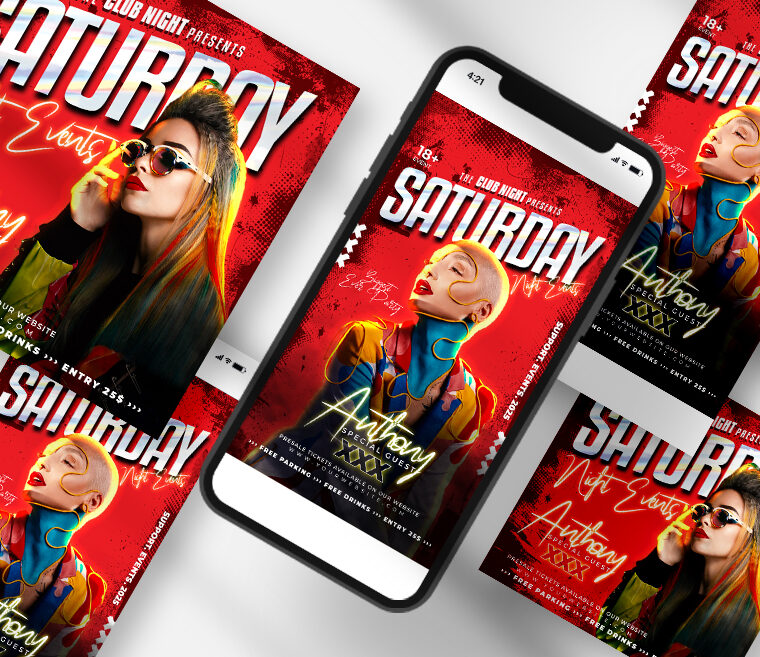 Saturday Night Events Banner PSD