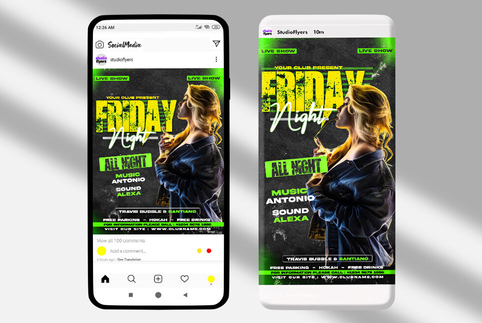 Friday Night Show Free Instagram PSD Template